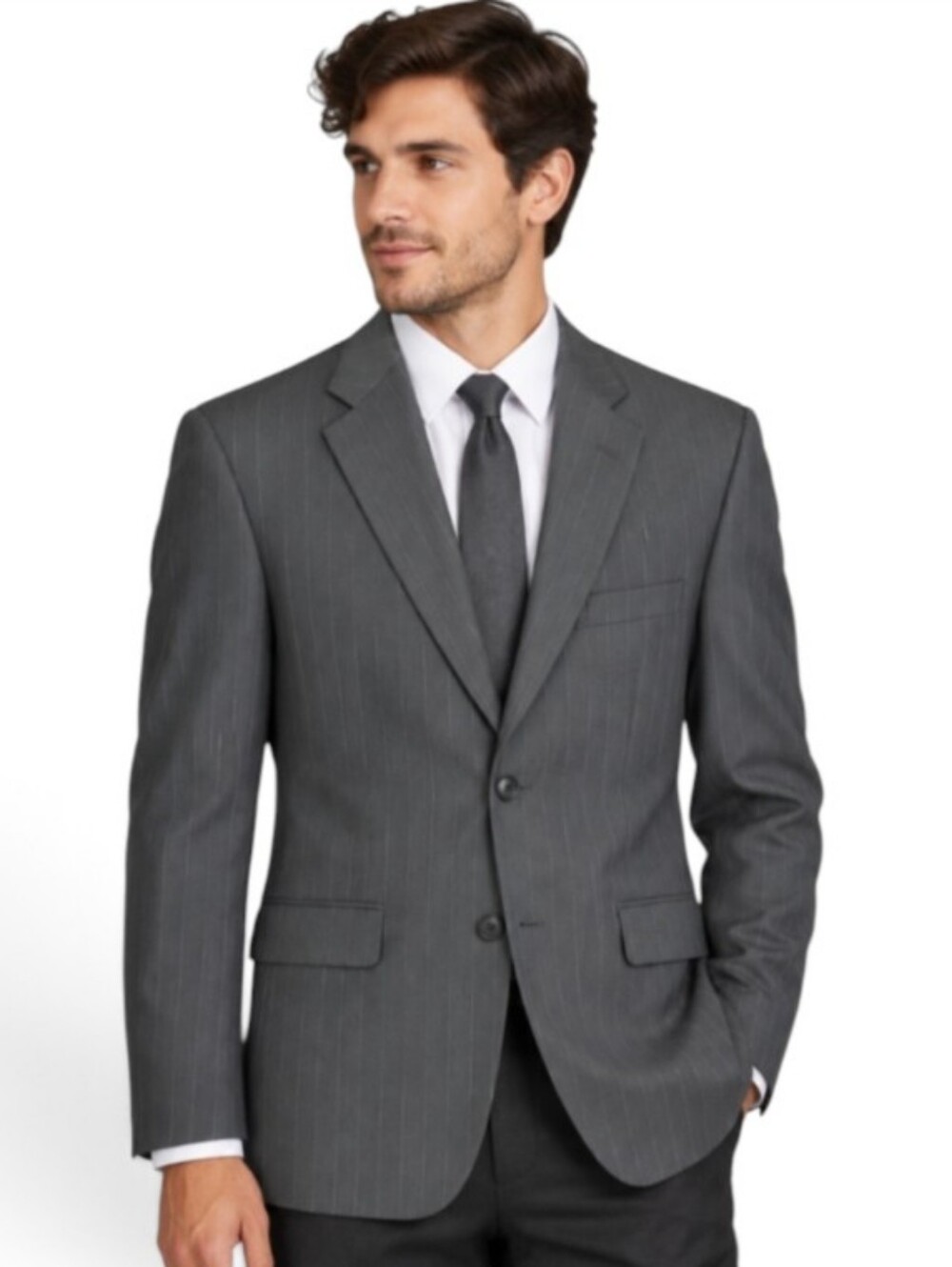 Brooks Brothers 346 Stretch Wool Pinstripe Blazer 40R Charcoal Sport Coat